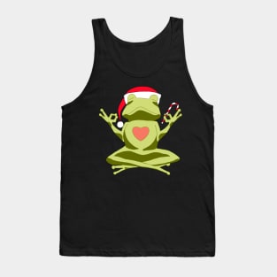 Santa Christmas Holiday Frog Meditating Tank Top